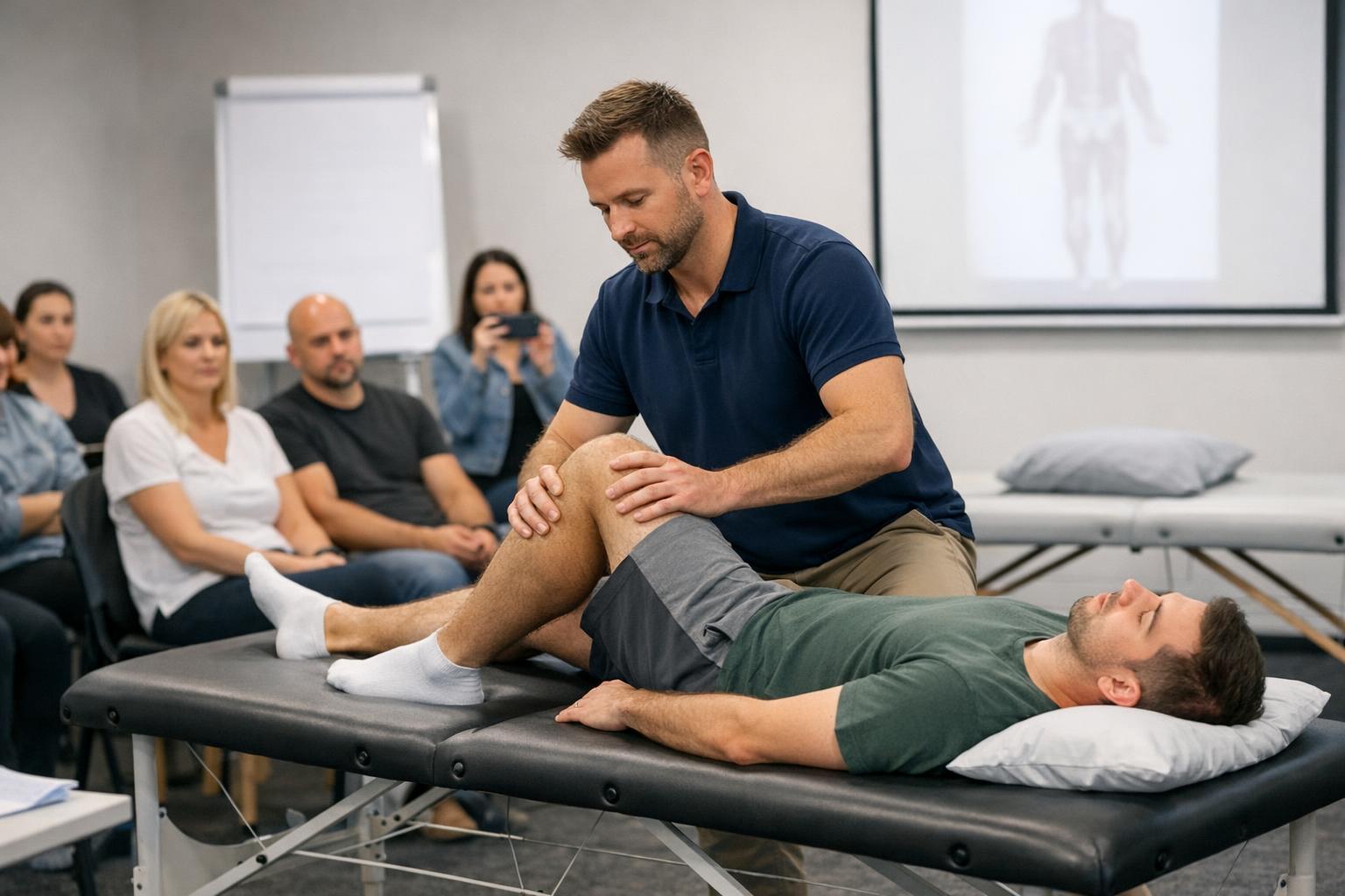 Zdjęcie terapeuty podczas pracy z pacjentem na szkoleniu w Poznaniu
